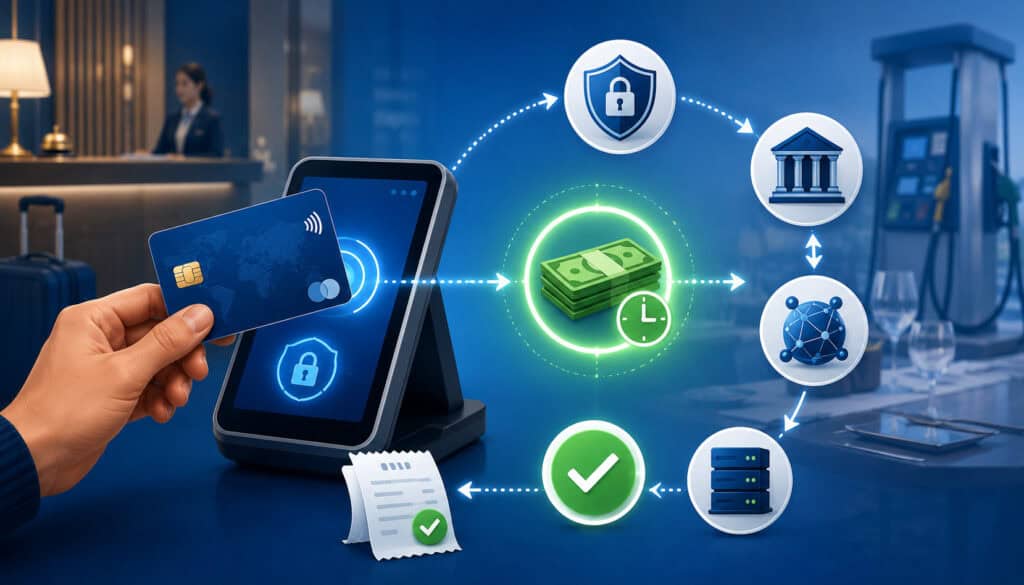 Card preauthorization process illustration