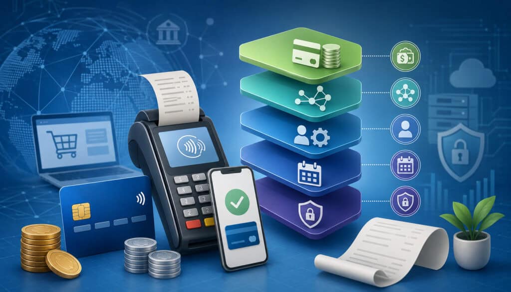 Payment processing fee components illustration