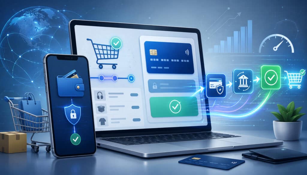 Payment gateway checkout efficiency illustration