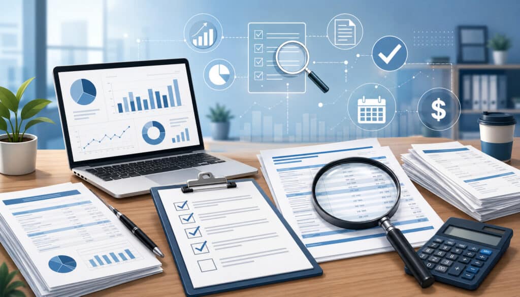 Monthly statement audit and payment reconciliation illustration