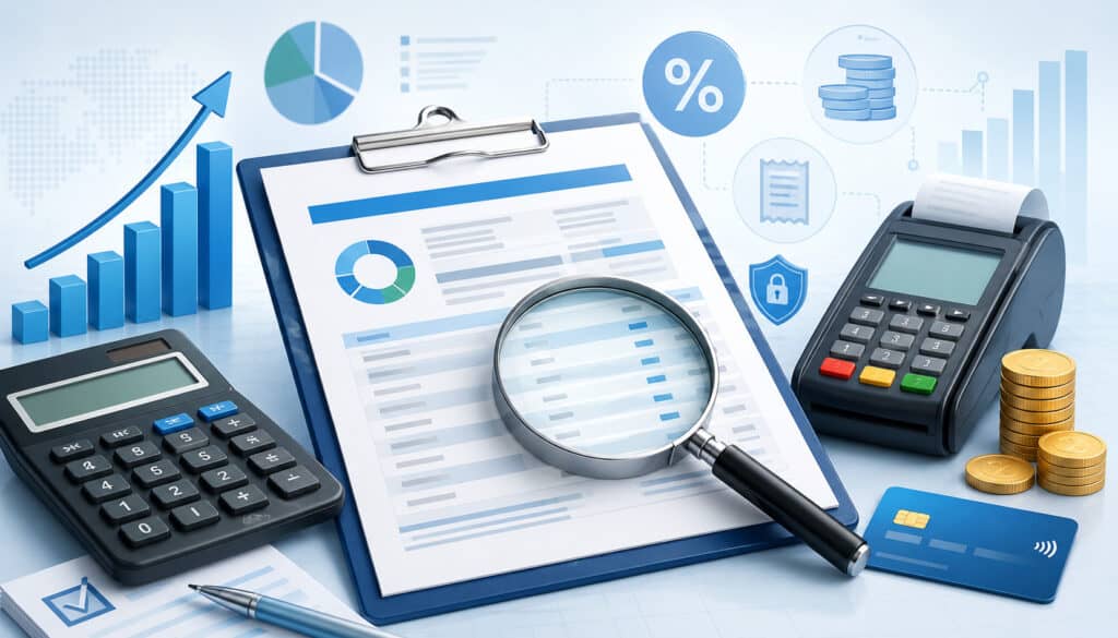 Payment processing fee audit illustration