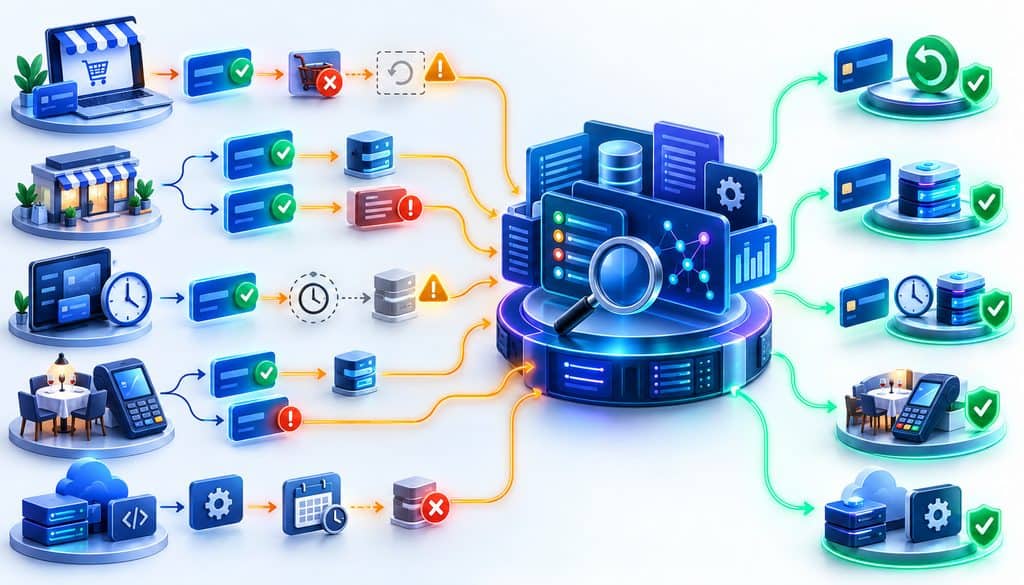 Authorization integrity troubleshooting showing cancelled orders, duplicate authorizations, failed captures and missing reversals